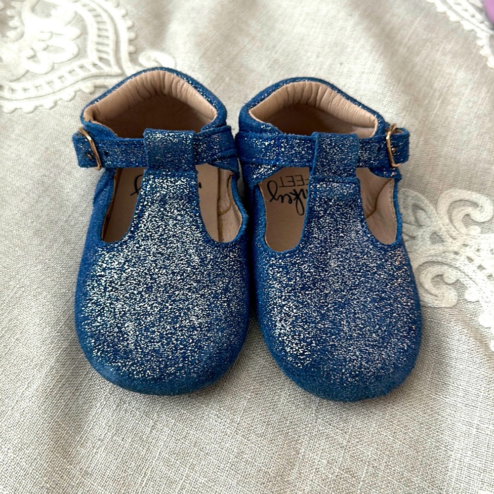 Blue sparkly Monkey feet shoes